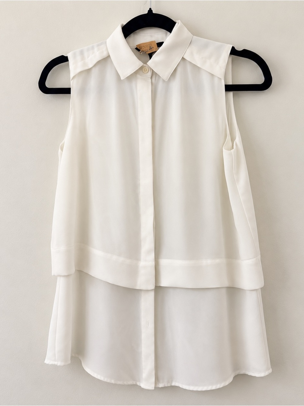 Banana Republic Sleeveless Layered Collared Blouse - White/Cream
